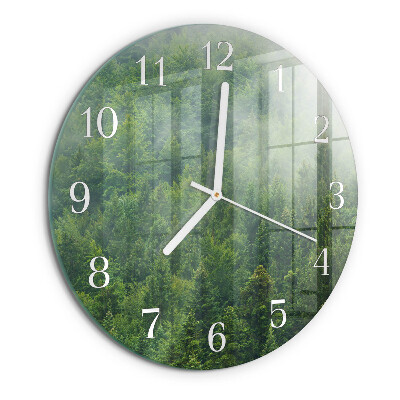 Horloge ronde Forêt brumeuse