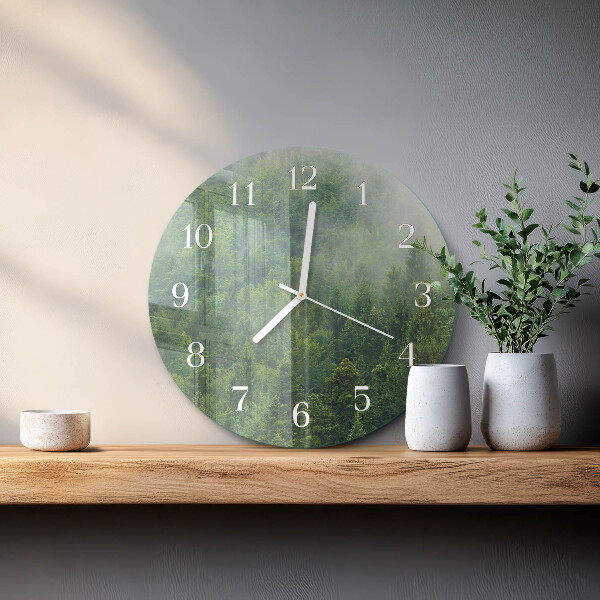Horloge ronde Forêt brumeuse