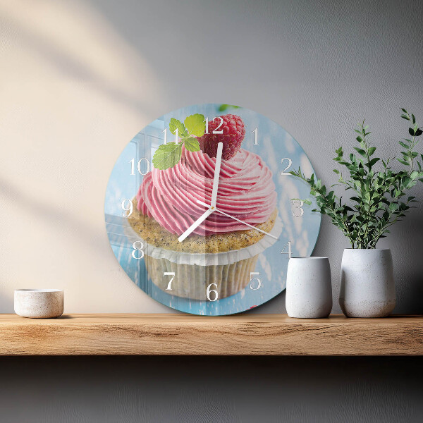 Horloge ronde muffin aux framboises