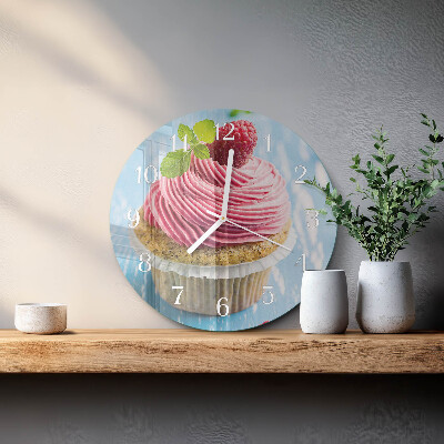 Horloge ronde muffin aux framboises