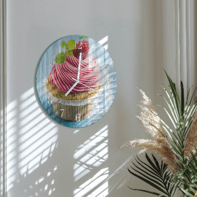 Horloge ronde muffin aux framboises