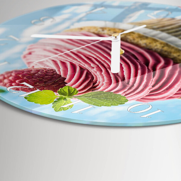Horloge ronde muffin aux framboises