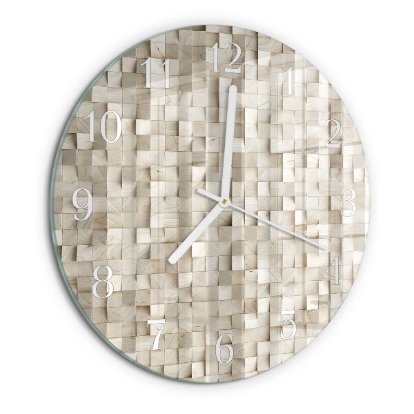 Horloge ronde mosaïque en bois