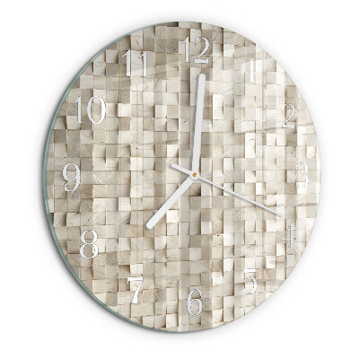 Horloge ronde mosaïque en bois
