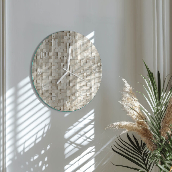 Horloge ronde mosaïque en bois