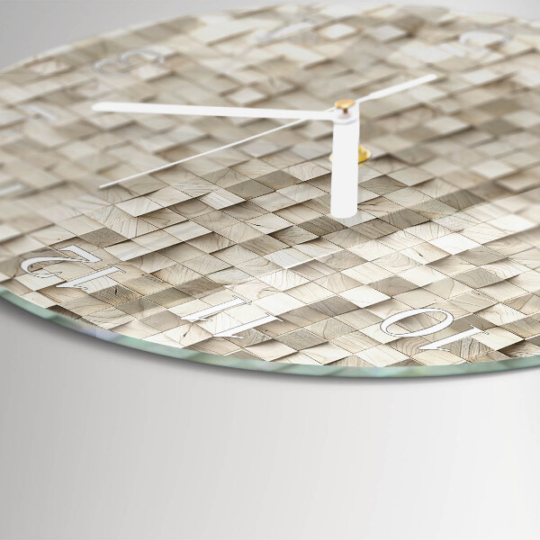 Horloge ronde mosaïque en bois