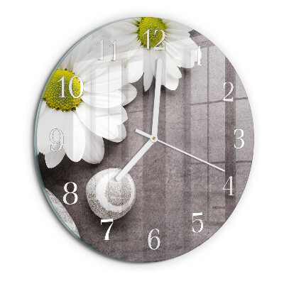 Horloge ronde Fleurs et pierres