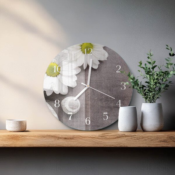 Horloge ronde Fleurs et pierres