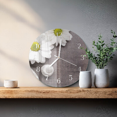 Horloge ronde Fleurs et pierres