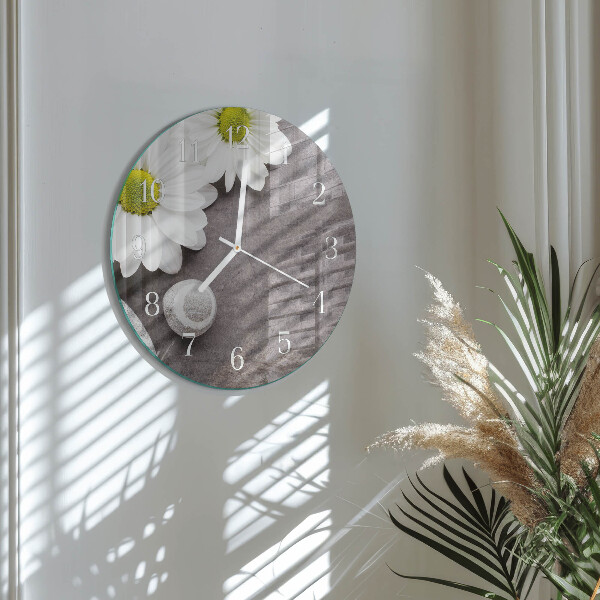 Horloge ronde Fleurs et pierres
