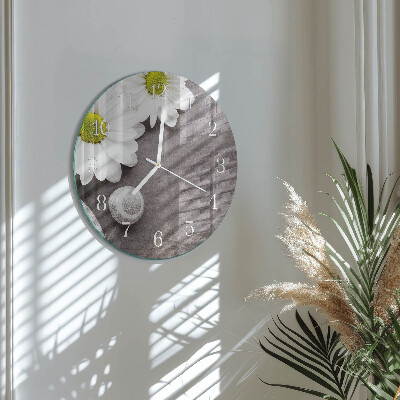 Horloge ronde Fleurs et pierres