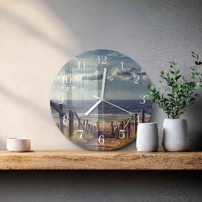 Horloge ronde plage mer