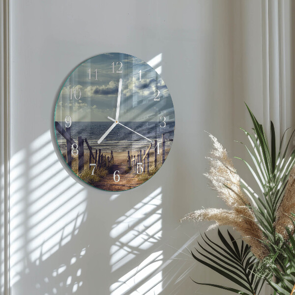 Horloge ronde plage mer