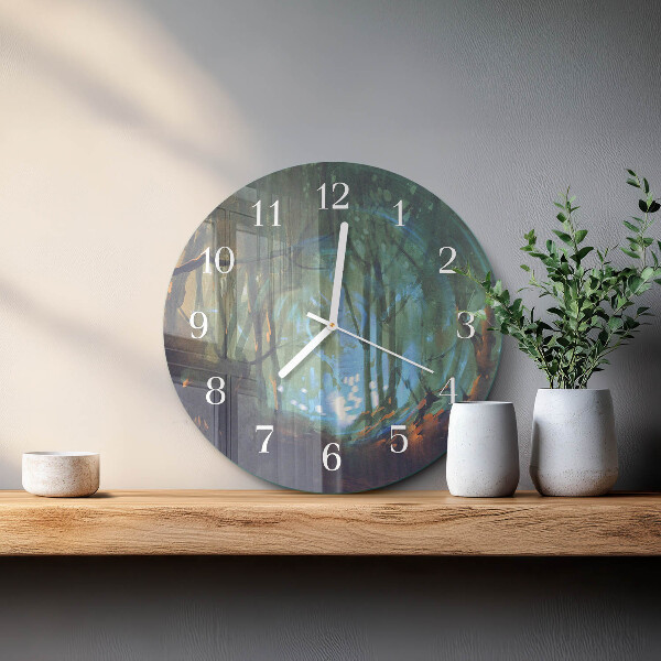 Horloge ronde Forêt mystique