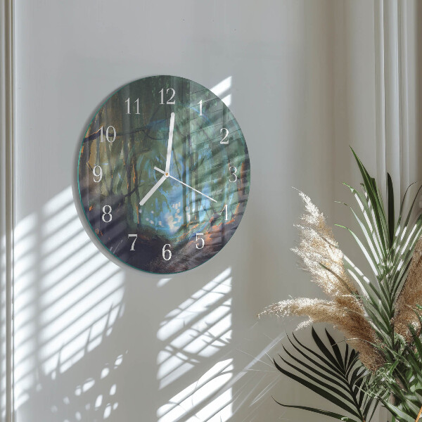 Horloge ronde Forêt mystique