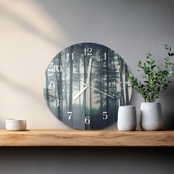 Horloge ronde Forêt brumeuse