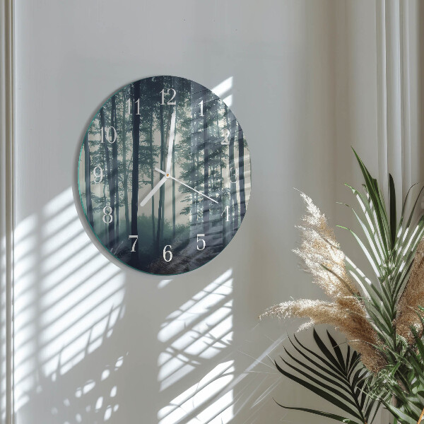 Horloge ronde Forêt brumeuse