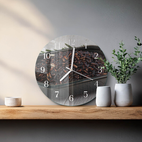 Horloge ronde riz noir