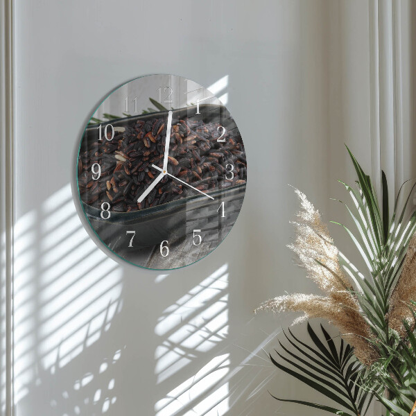 Horloge ronde riz noir