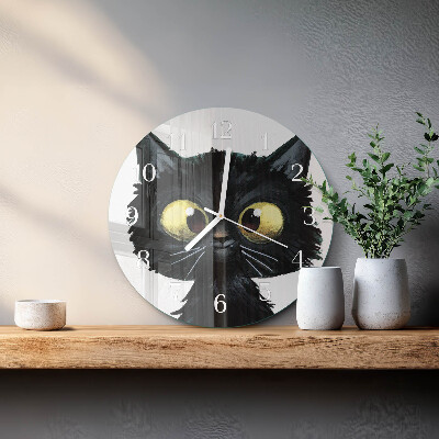 Horloge ronde Chat noir