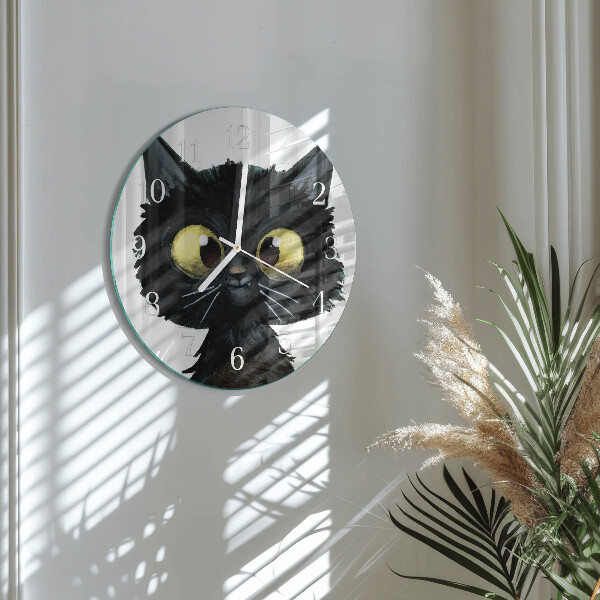 Horloge ronde Chat noir