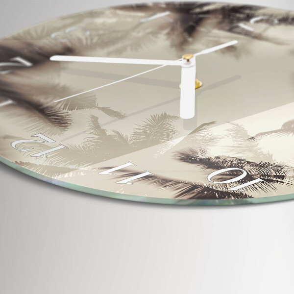 Horloge ronde palmiers