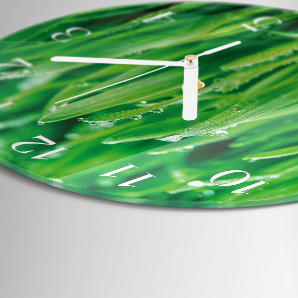 Horloge ronde herbe verte