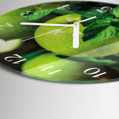 Horloge ronde pommes vertes