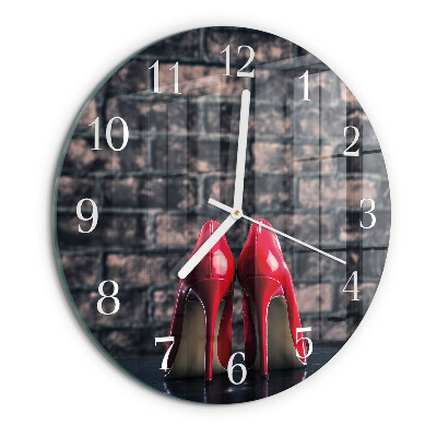 Horloge ronde talons hauts rouges