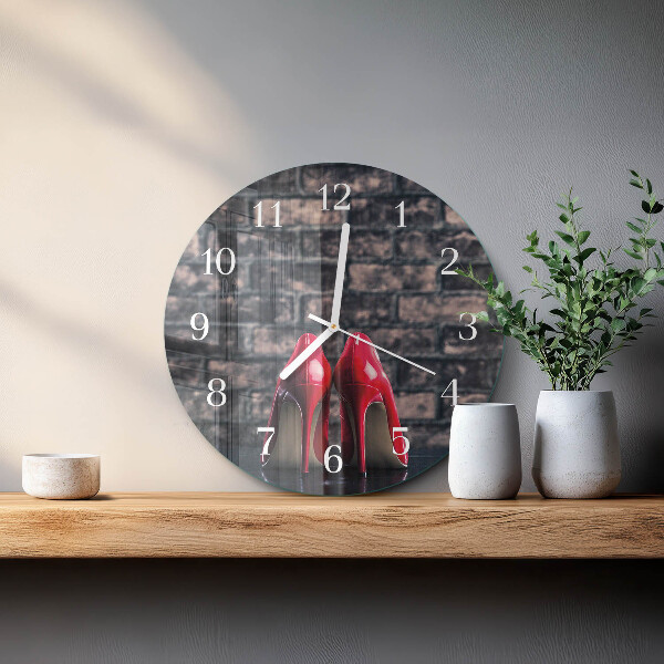 Horloge ronde talons hauts rouges