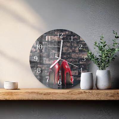 Horloge ronde talons hauts rouges