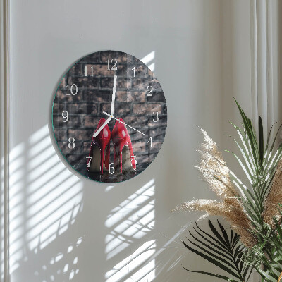 Horloge ronde talons hauts rouges