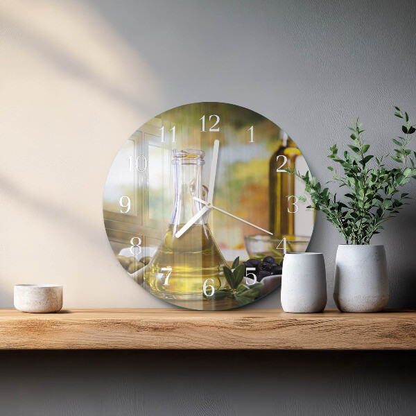 Horloge ronde huile d'olive