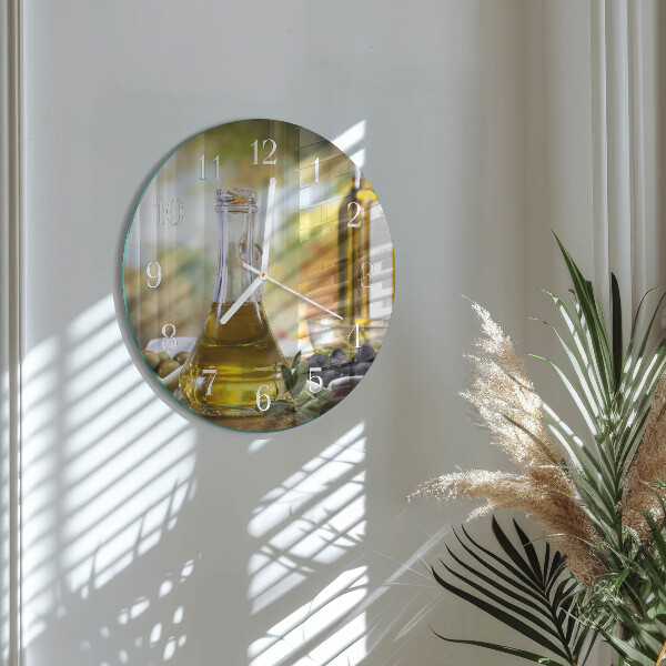 Horloge ronde huile d'olive