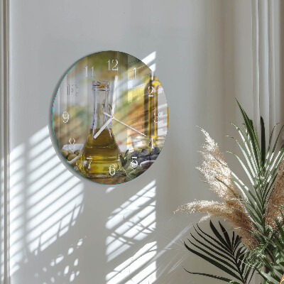 Horloge ronde huile d'olive