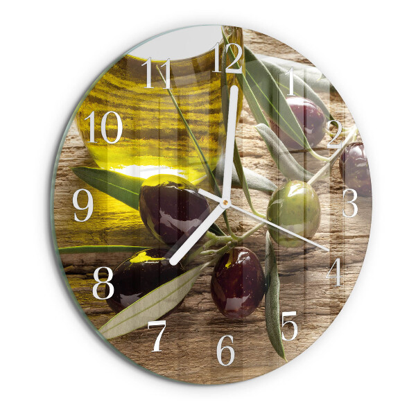 Horloge ronde huile d'olive