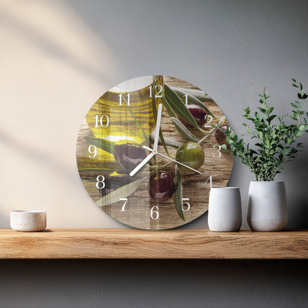 Horloge ronde huile d'olive