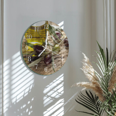 Horloge ronde huile d'olive