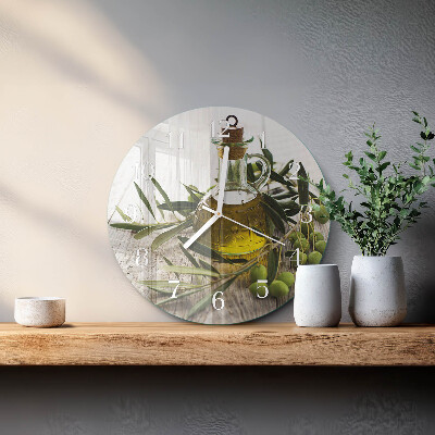 Horloge ronde huile d'olive