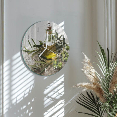 Horloge ronde huile d'olive