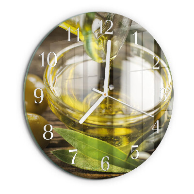 Horloge ronde huile d'olive