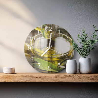 Horloge ronde huile d'olive