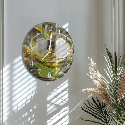 Horloge ronde huile d'olive