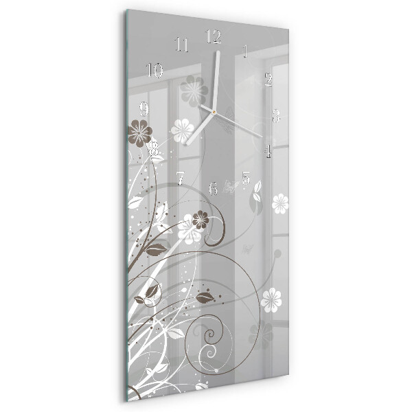Horloge rectangulaire verticale Fleurs