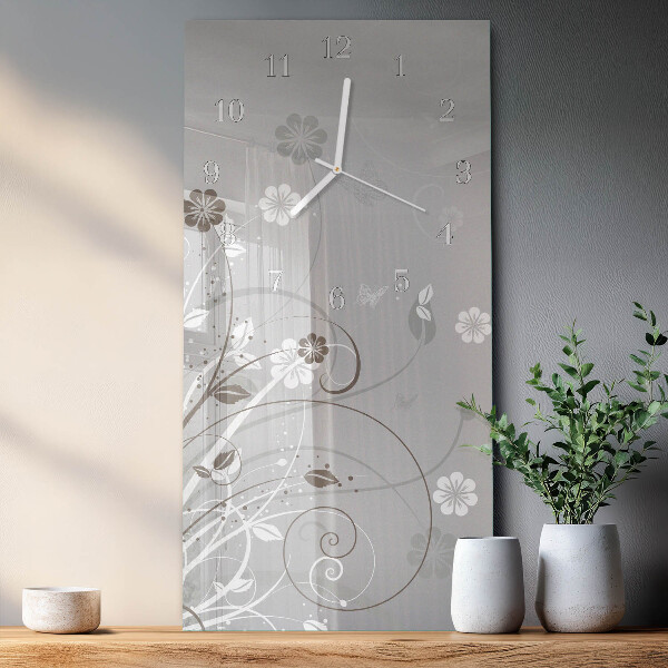Horloge rectangulaire verticale Fleurs