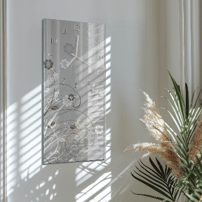 Horloge rectangulaire verticale Fleurs