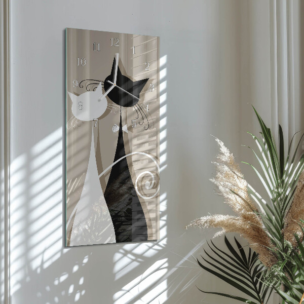 Horloge rectangulaire verticale Chats
