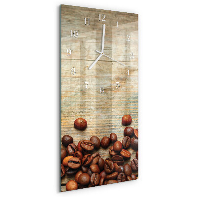 Horloge rectangulaire verticale Grains de café Bois