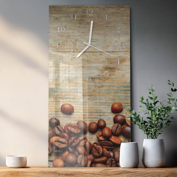 Horloge rectangulaire verticale Grains de café Bois