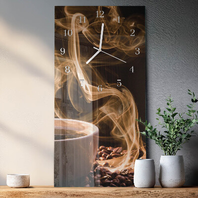 Horloge rectangulaire verticale Une tasse de café